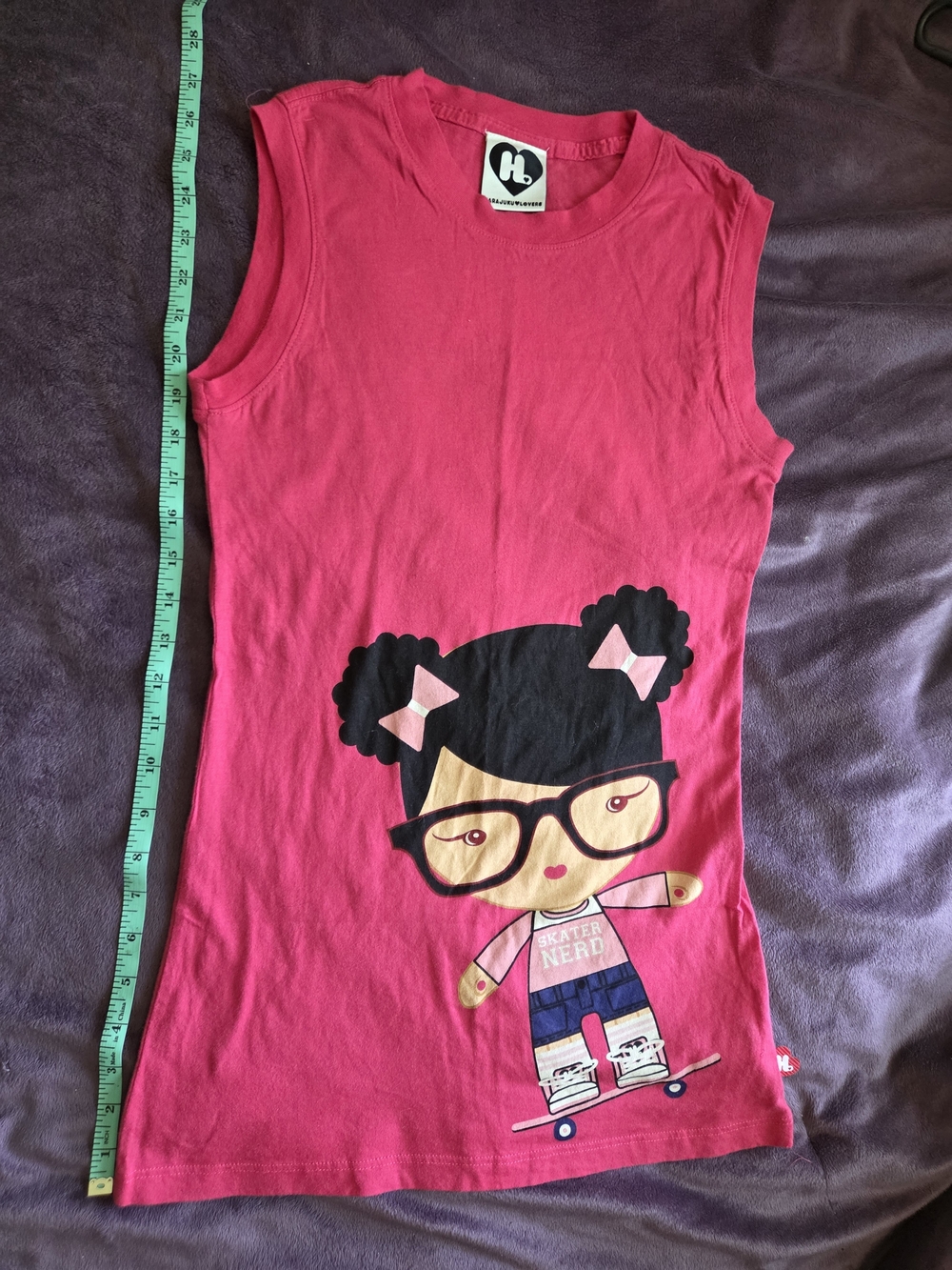 Harajuku Lovers Hot Pink Graphic Tank with Skate Girl